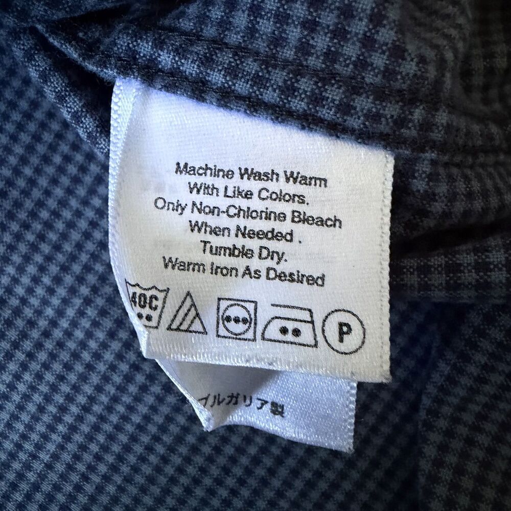 Eddie Bauer Men's Casual Long Sleeve Navy Gingham Button Down Shirt - Size XL - Picture 5 of 6